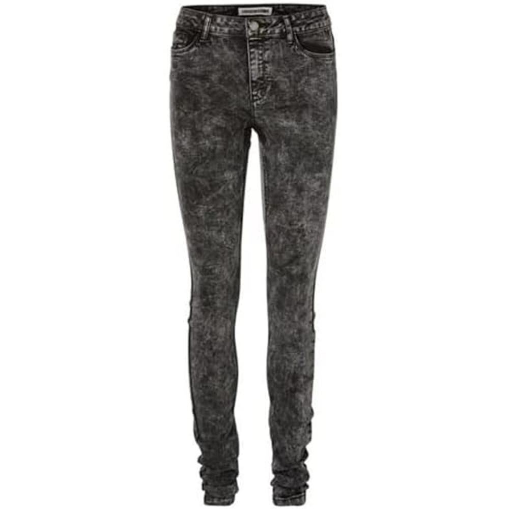 Noisy May Lucy Mid Rise Power Shape Slim Acid Jeans Skinny Black Grunge